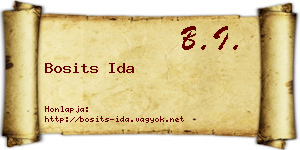 Bosits Ida névjegykártya